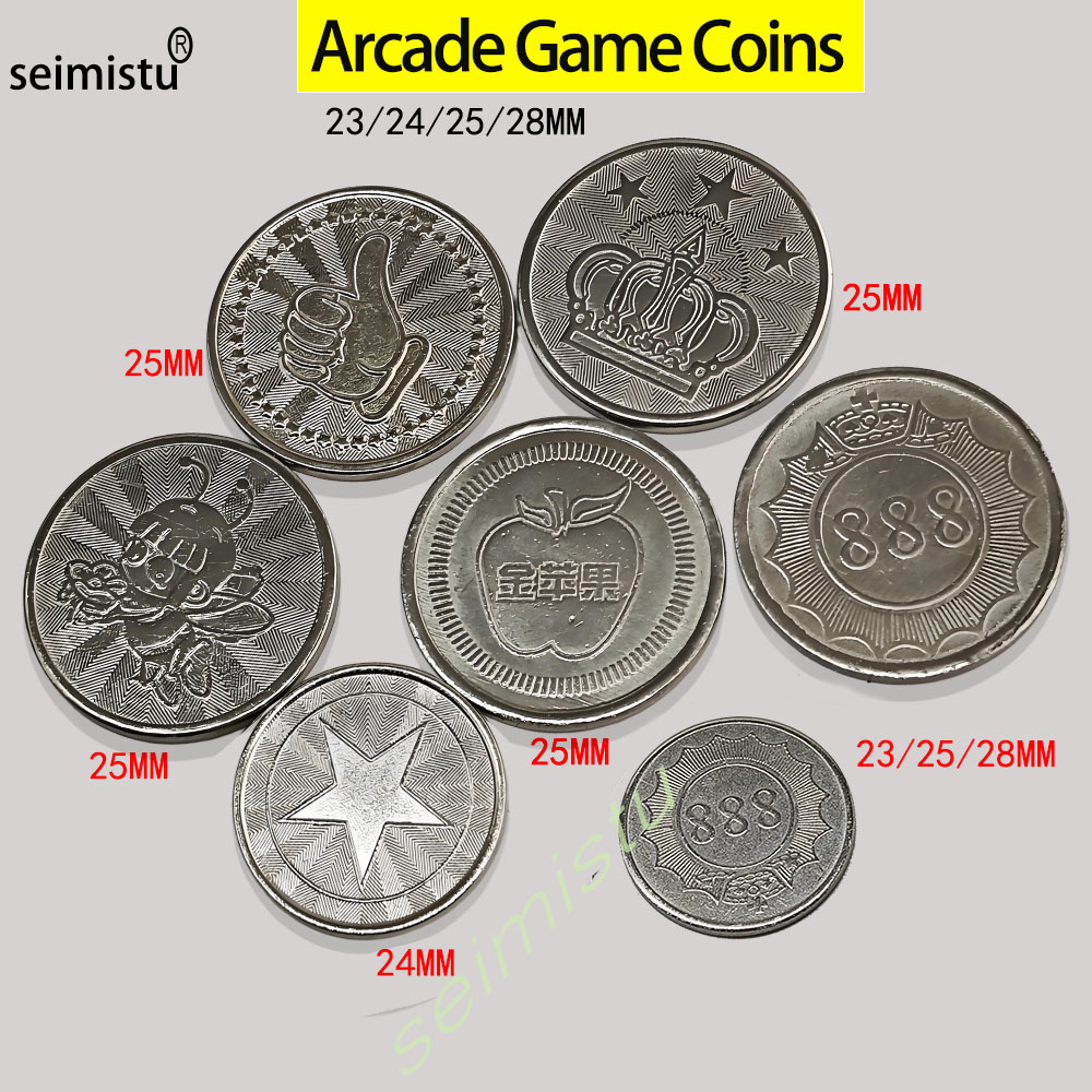 Arcade Card Vending Machine - 100pcs Stainless Steel 23/24/25mm Tokens Crown