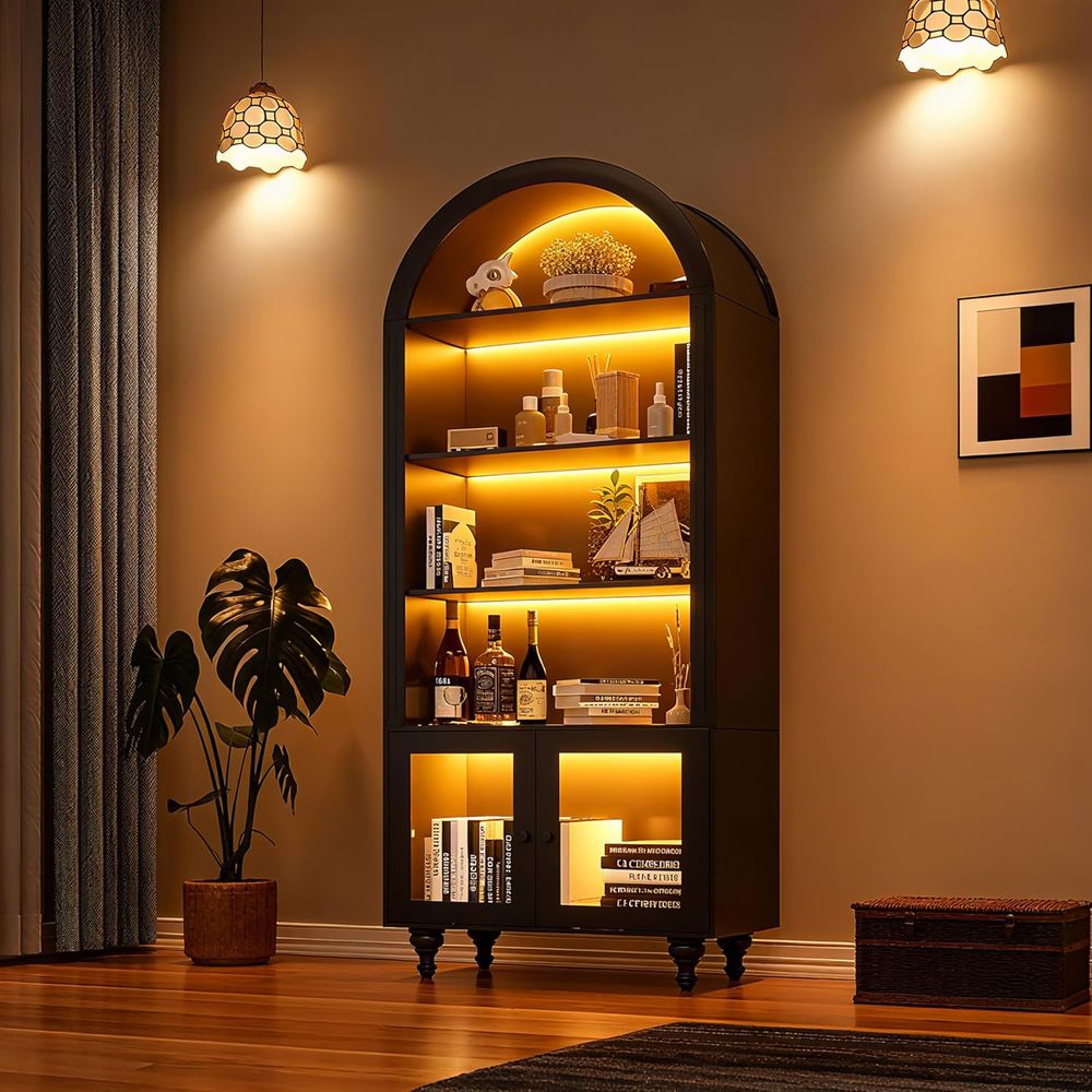 Wooden Arched Display Storage  - Glass Cabinet Display review and price